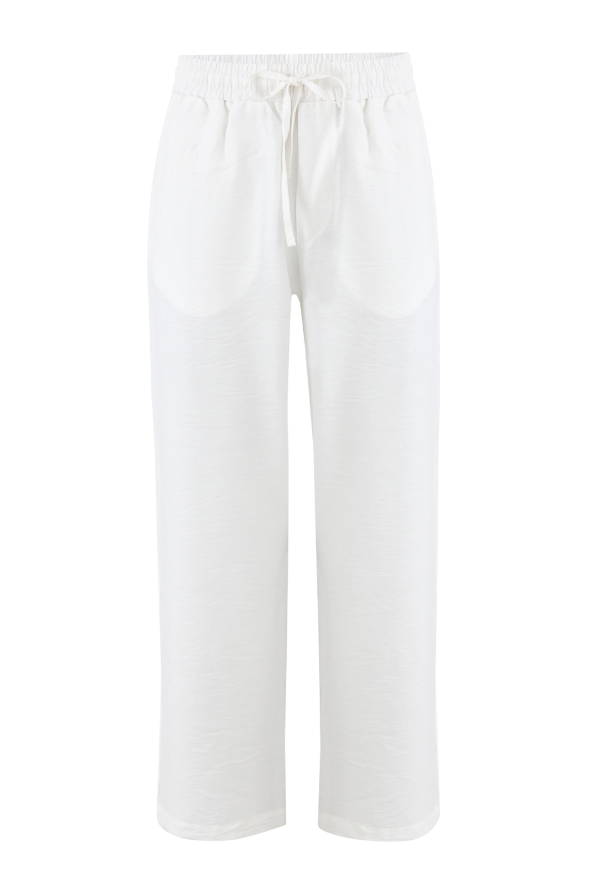 B Fit Drawstring Linen Pants (Powder)