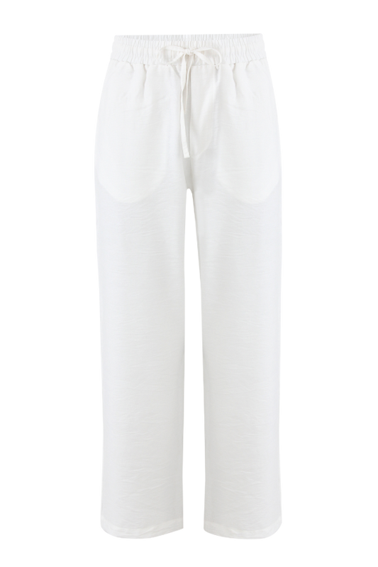 B Fit Drawstring Linen Pants (Powder)