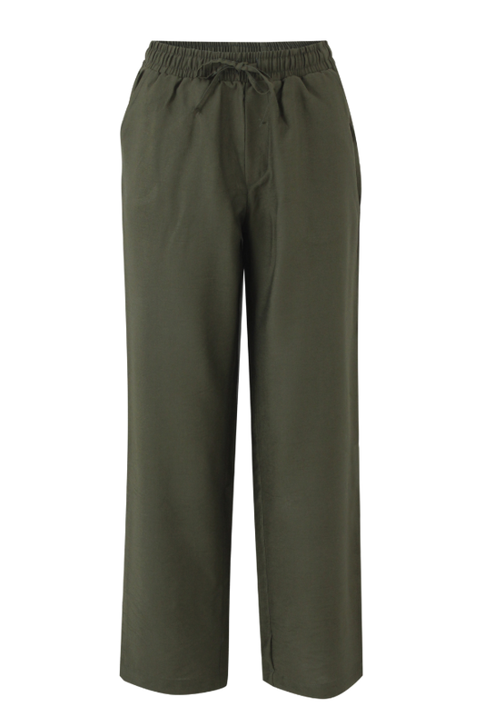 B Fit Drawstring Linen Pants (Green Moss)