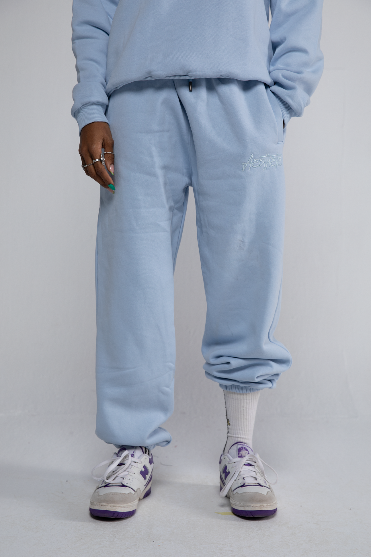Cuffed Drawstring Joggers (Sky)