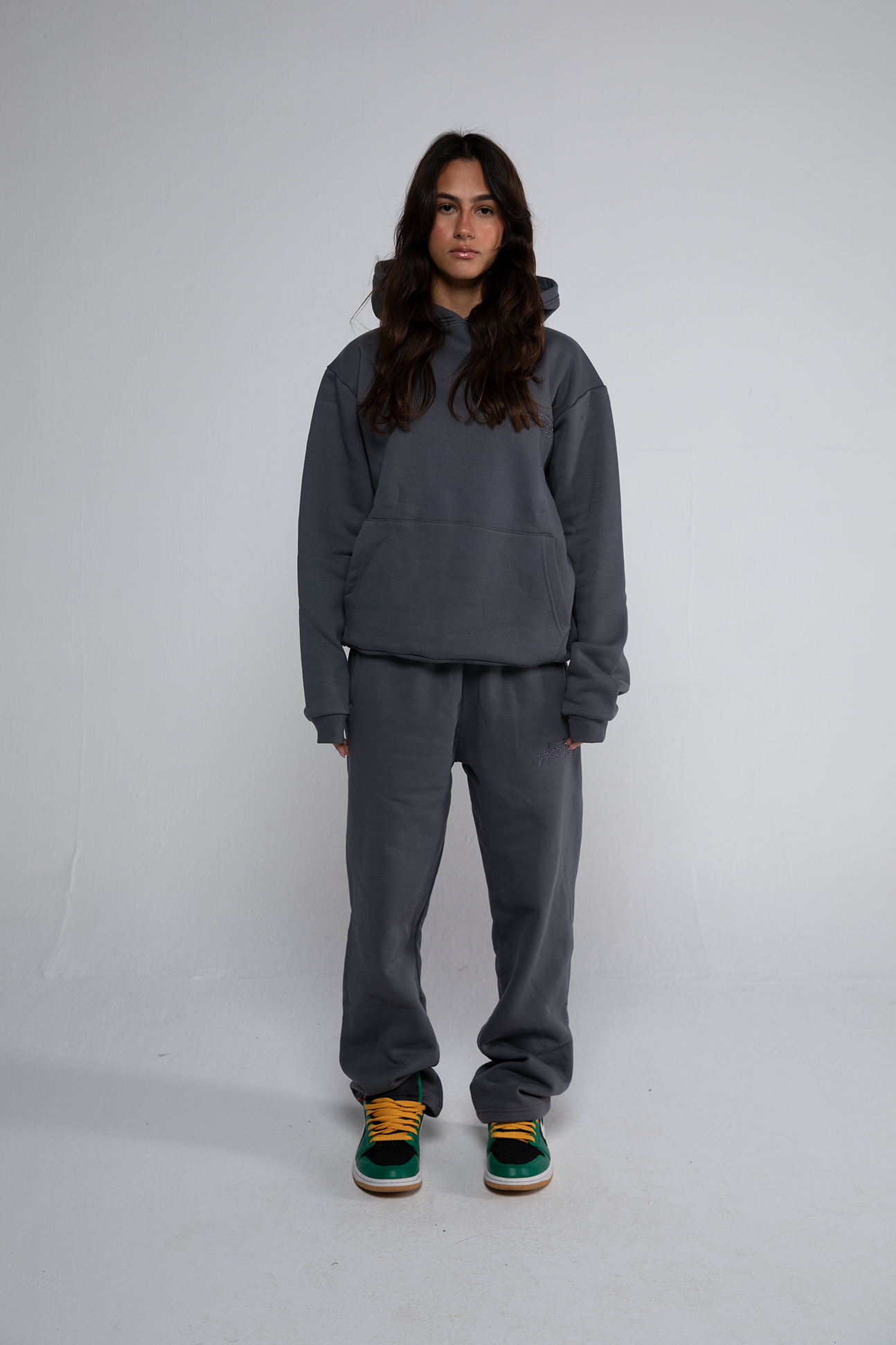 Open Leg Drawstring Joggers (Stone)