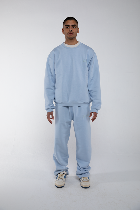 Open Leg Drawstring Joggers (Sky)