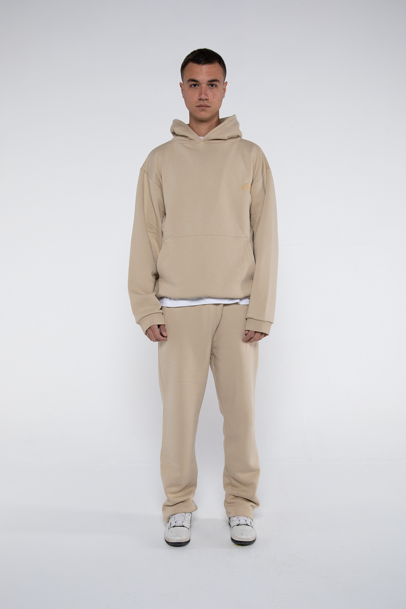 Open Leg Drawstring Joggers (Vanilla)