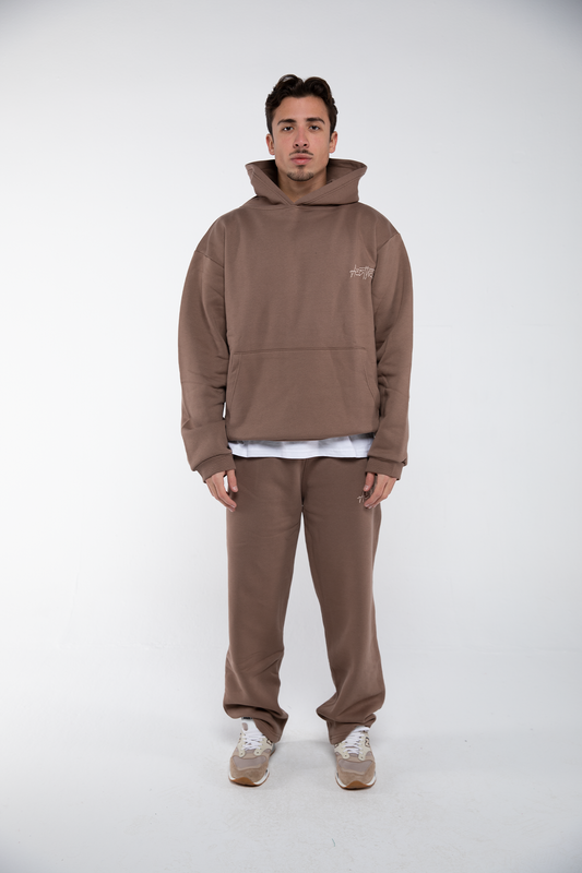 Open Leg Drawstring Joggers (Mocha)