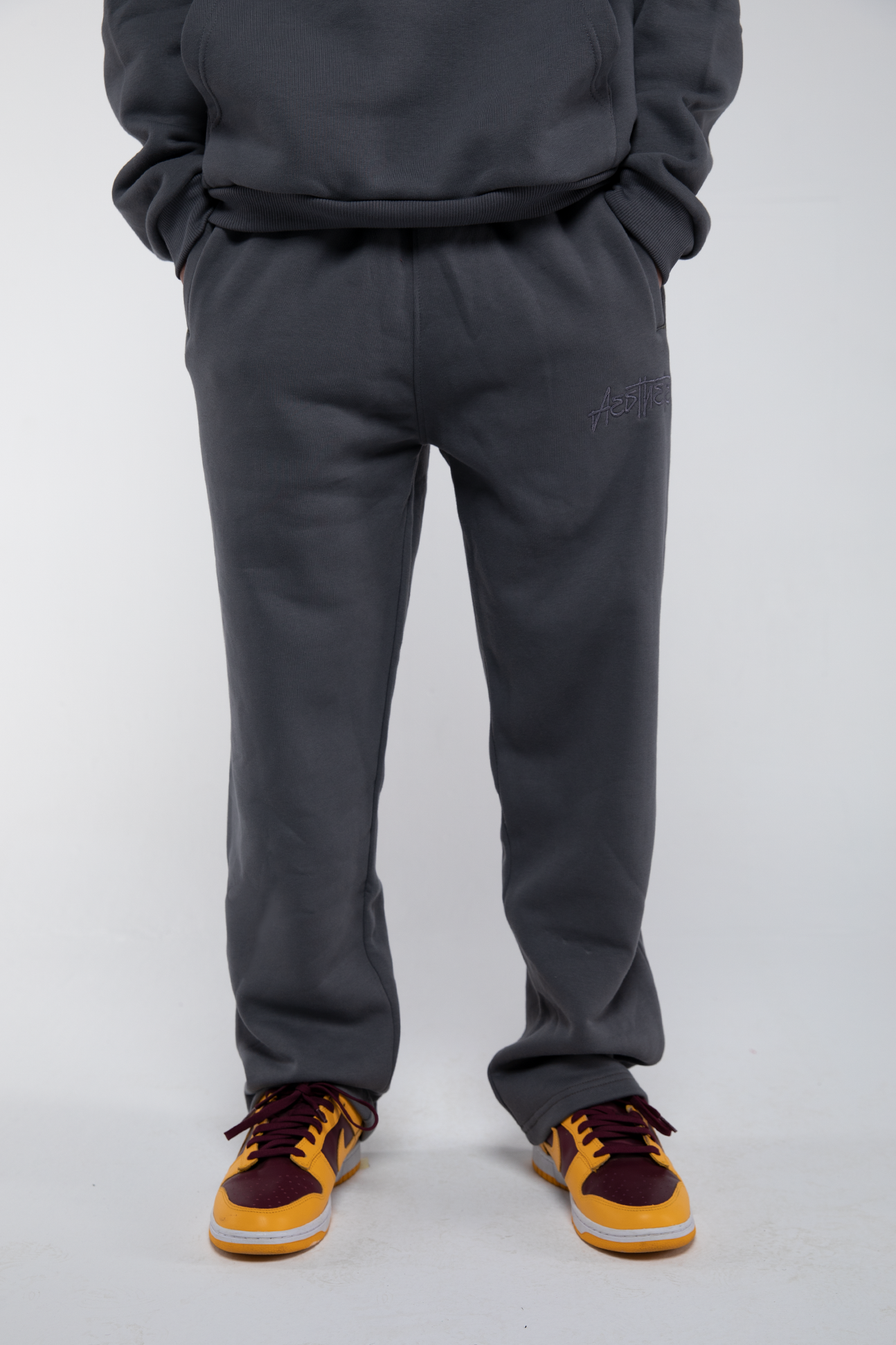 Open Leg Drawstring Joggers (Stone)