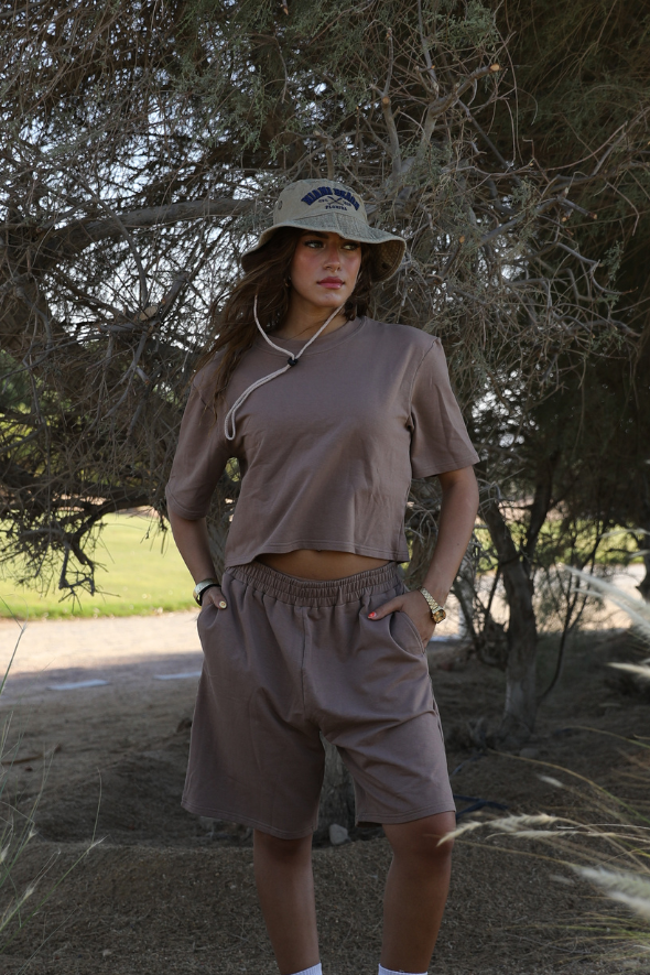 "A" Cropped Tee (Mocha)