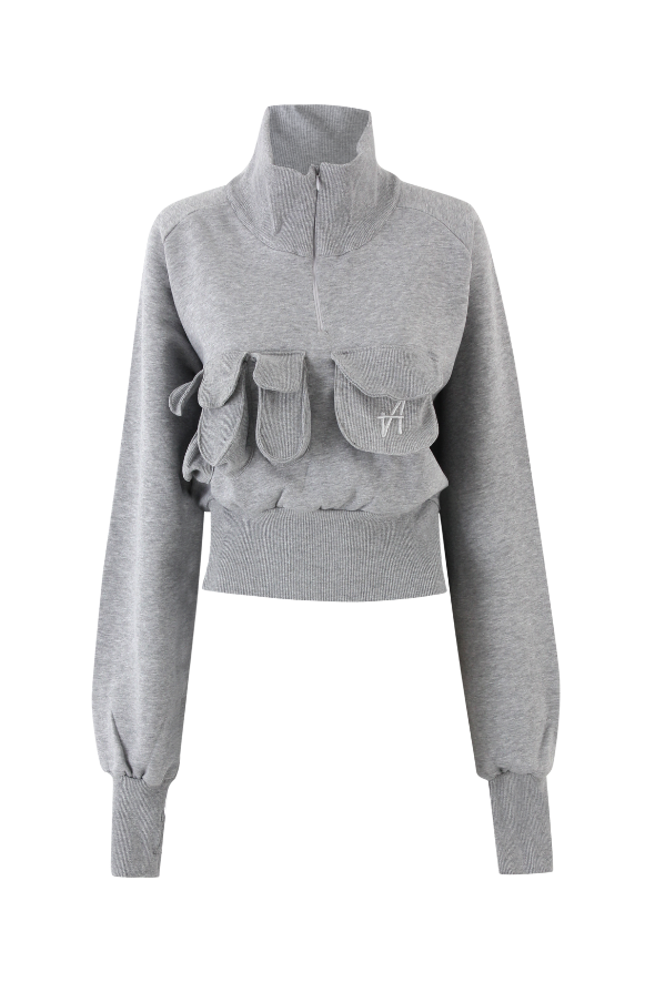 Puff Half-Zip (Heather Grey)