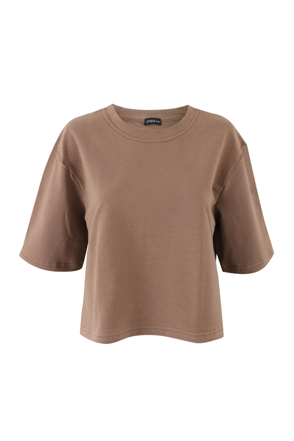 "A" Cropped Tee (Mocha)