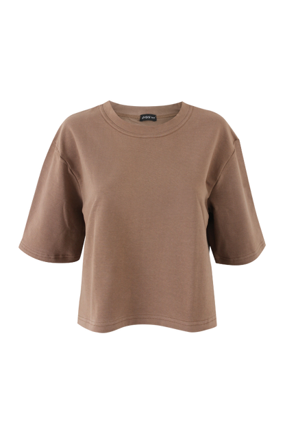 "A" Cropped Tee (Mocha)