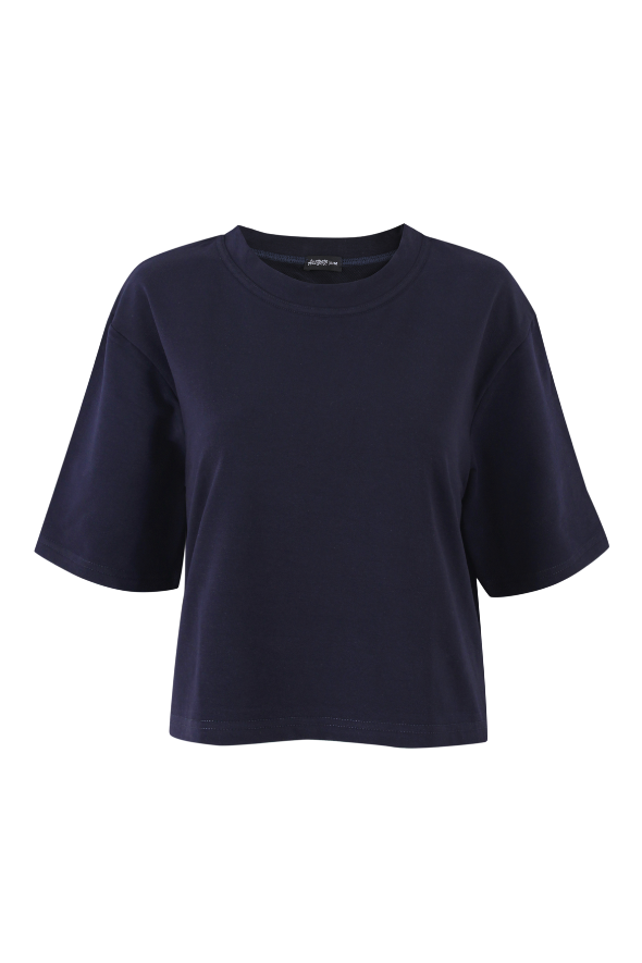 "A" Cropped Tee (Navy)