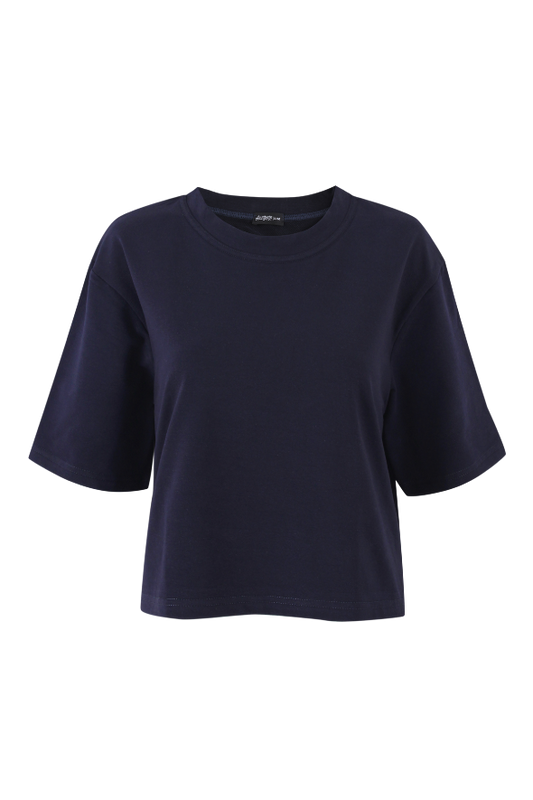 "A" Cropped Tee (Navy)