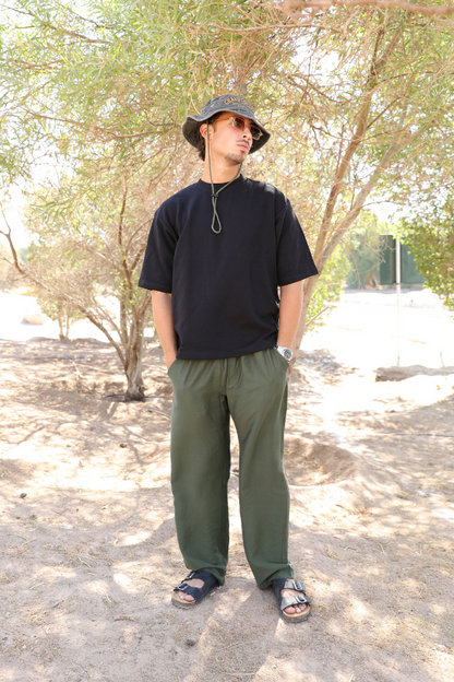 B Fit Linen Pants (Green Moss)